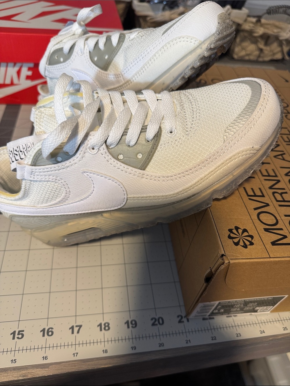 Nike Women’s White and Gray Air Max Terrascape 90  Sneakers